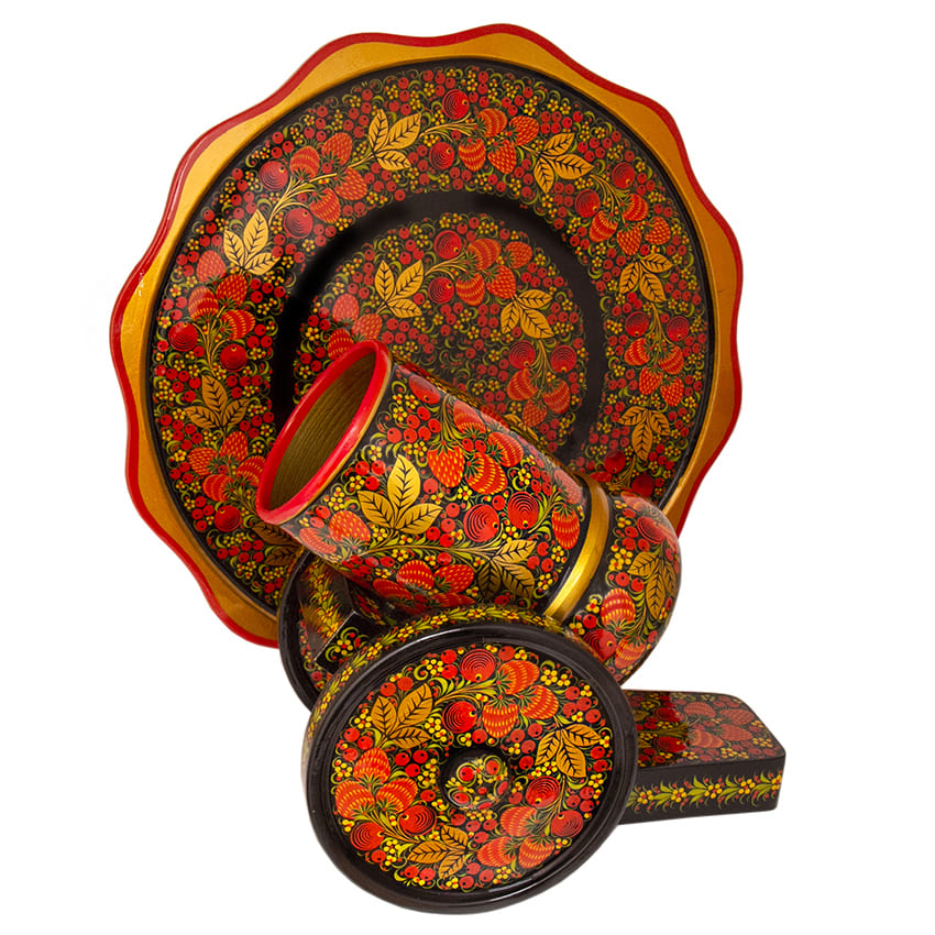 Фото - Набор Хохлома для шампанского и вина Пушка 8 предметов