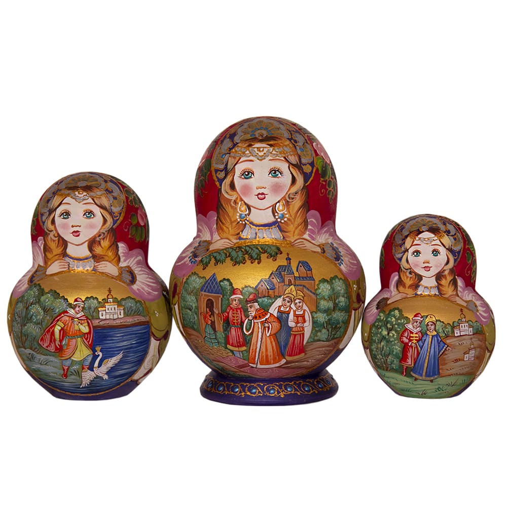 Фото - Матрешка деревянная авторская Сказки Пушкина 10 мест 17 см