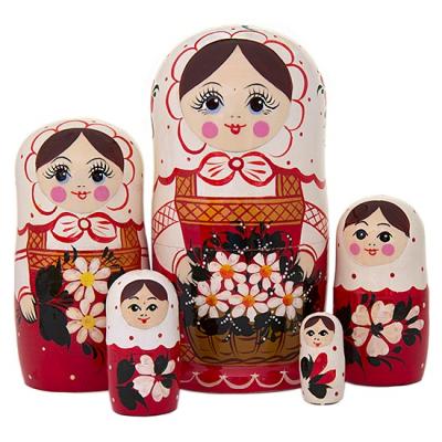 Фото - Матрёшка расписная Корзиночка 5 мест 17 см