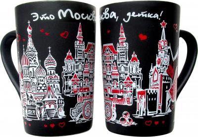Фото - Кружка фарфоровая матовая черная Это Москва, детка 350 мл Фото - Кружка фарфоровая матовая черная Это Москва, детка 350 мл
