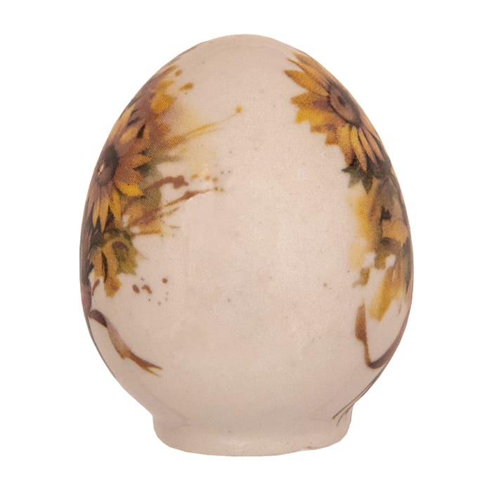 Фото - Пасхальное яйцо фарфоровое гжель Букет подсолнухов 5 х 6 см