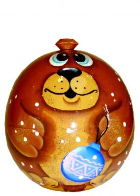 Фото - Деревянный шар елочный Медвежонок 7 см