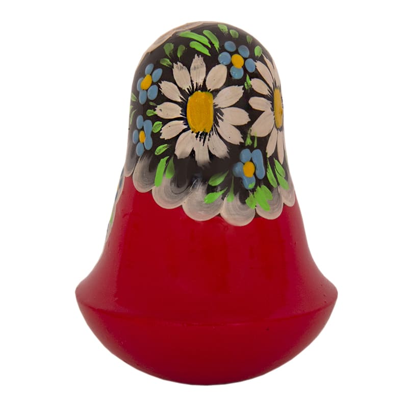 Фото - Матрешка неваляшка с колокольчиком Хохломской узор 10 см