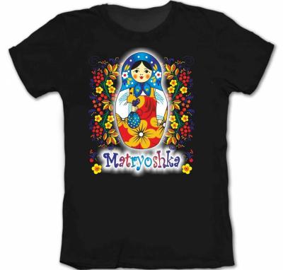 Фото - Футболка Матрешка с узором разные размеры черная