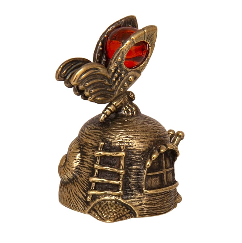 Фото - Статуэтка колокольчик с янтаре Домик улитка 4 х 2 см