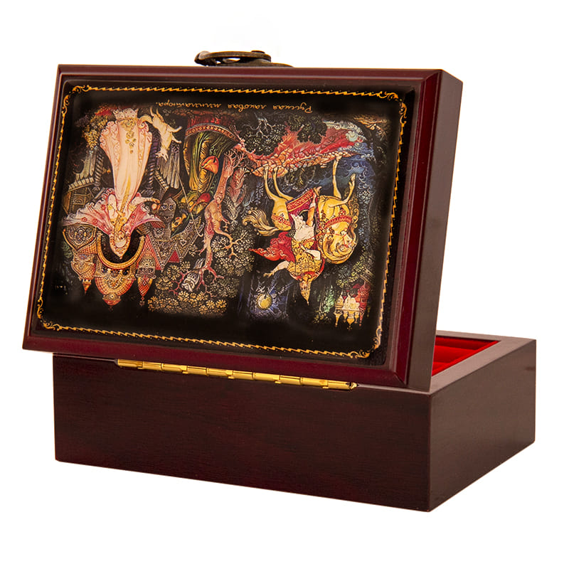 Фото - Деревянная шкатулка для украшений "Сказка о мертвой царевне" 13 х 9 см