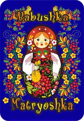 Фото - Магнит из винила синий фон Русская матрешка 7 х 10 см