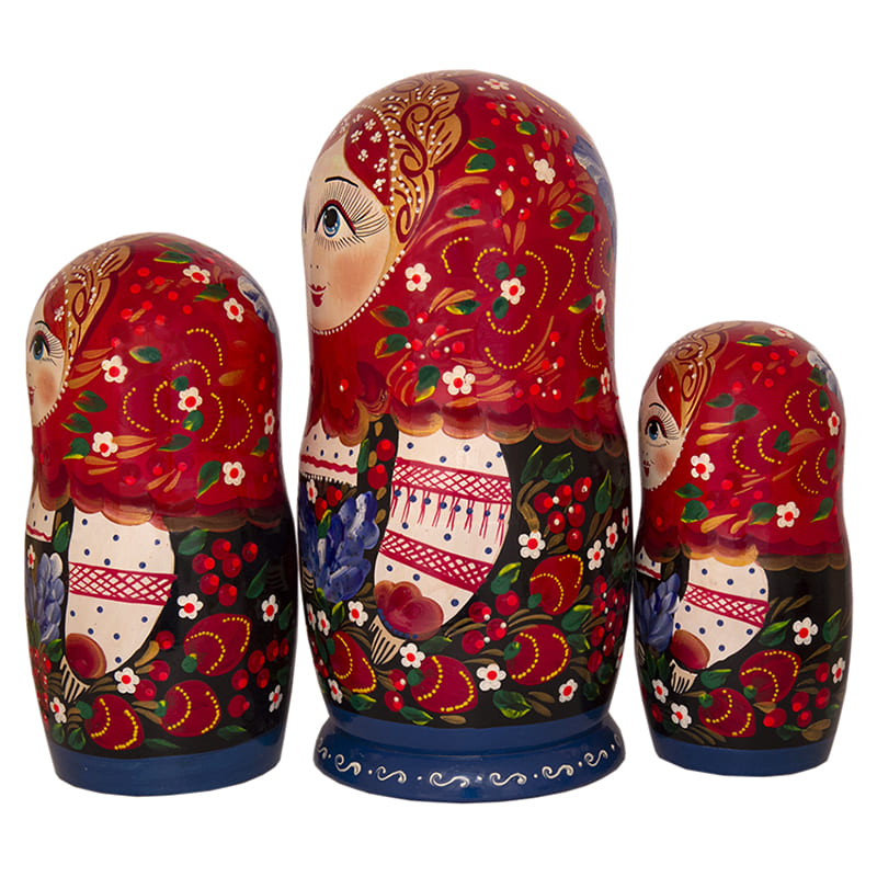 Фото - Большая расписная матрешка Маруся в платке 10 мест 28 см