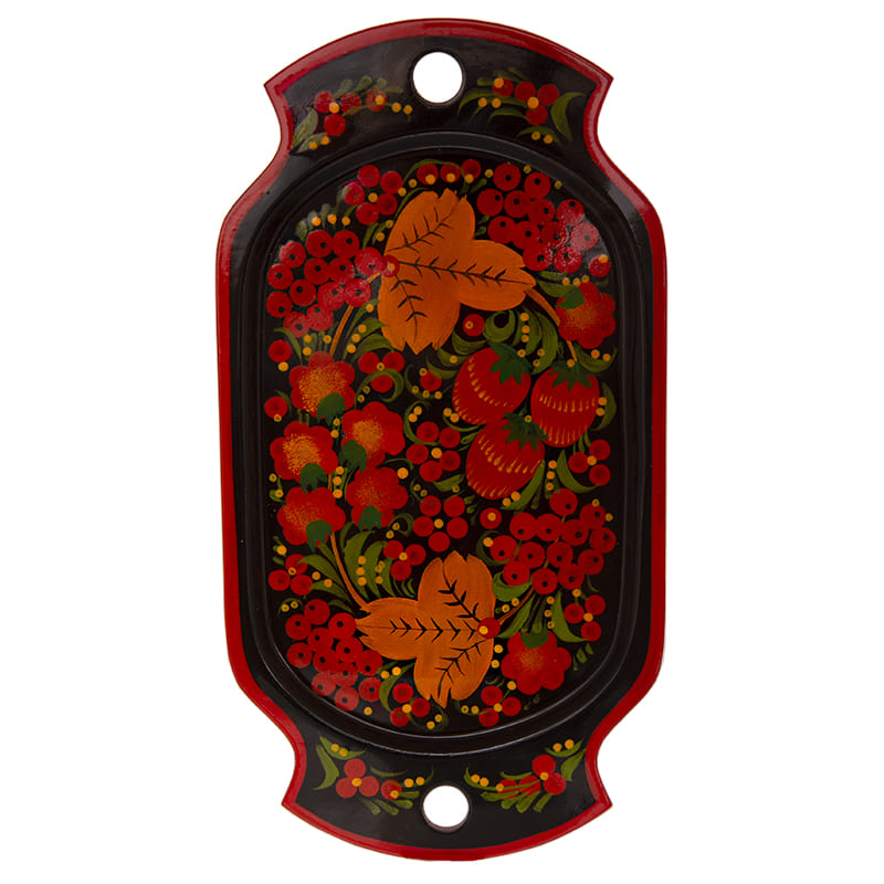 Фото - Поднос деревянный с ручками хохлома "Десертный" 28,5 х 15,5 см