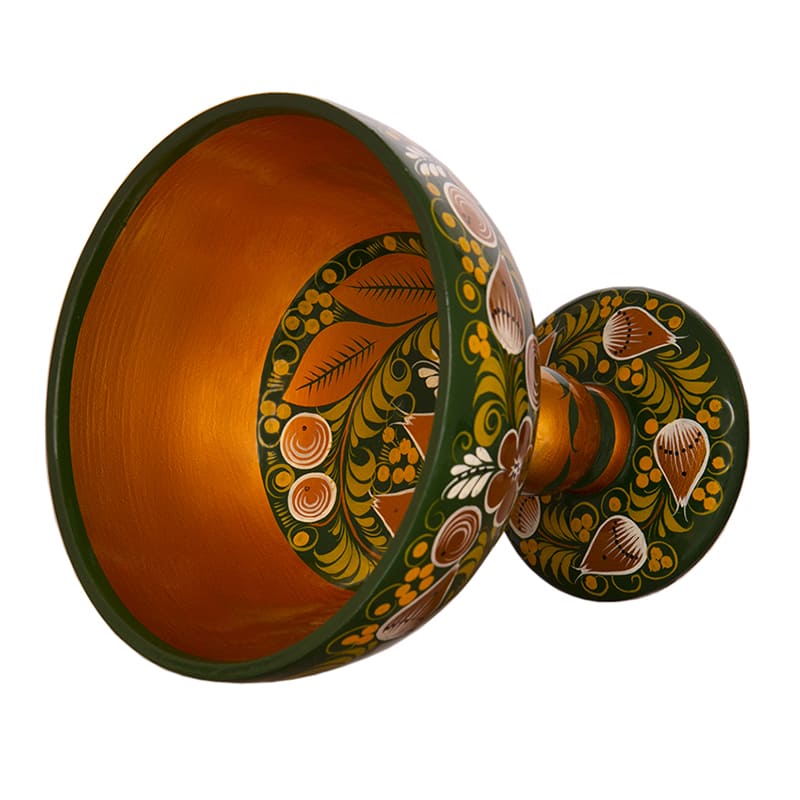 Фото - Конфетница на ножке Хохлома Ландыши 18 х 16 см