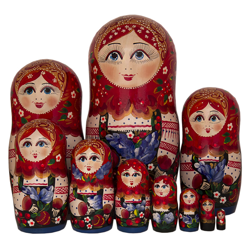 Фото - Большая расписная матрешка Маруся в платке 10 мест 28 см