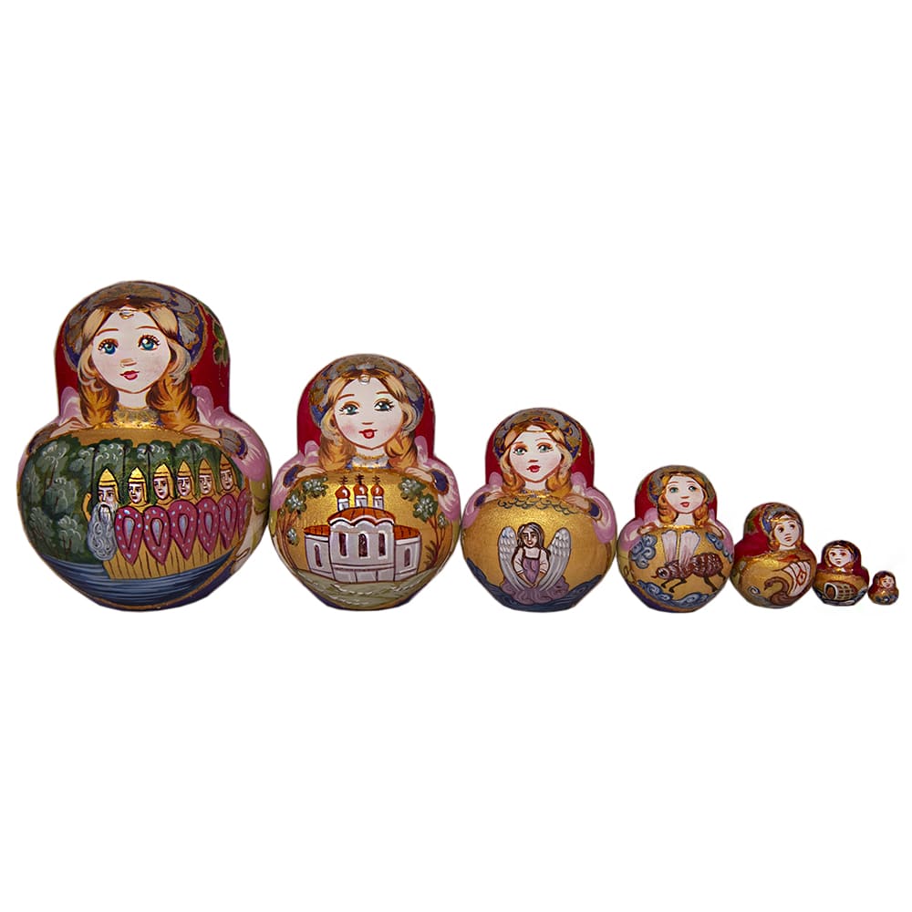 Фото - Матрешка деревянная авторская Сказки Пушкина 10 мест 17 см