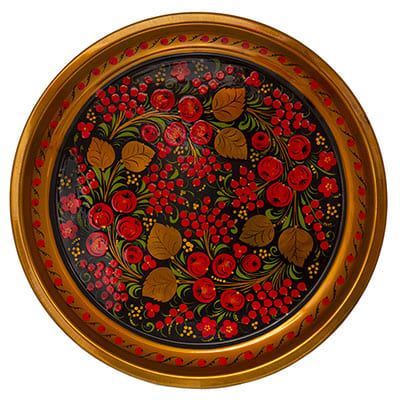 Металлический поднос Хохлома