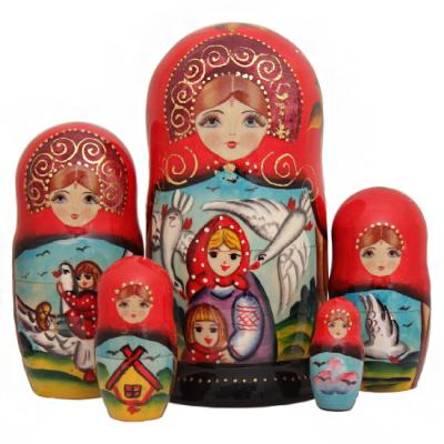 Фото - Сказочная матрёшка Гуси лебеди 5 мест 17 см Фото - Сказочная матрёшка Гуси лебеди 5 мест 17 см