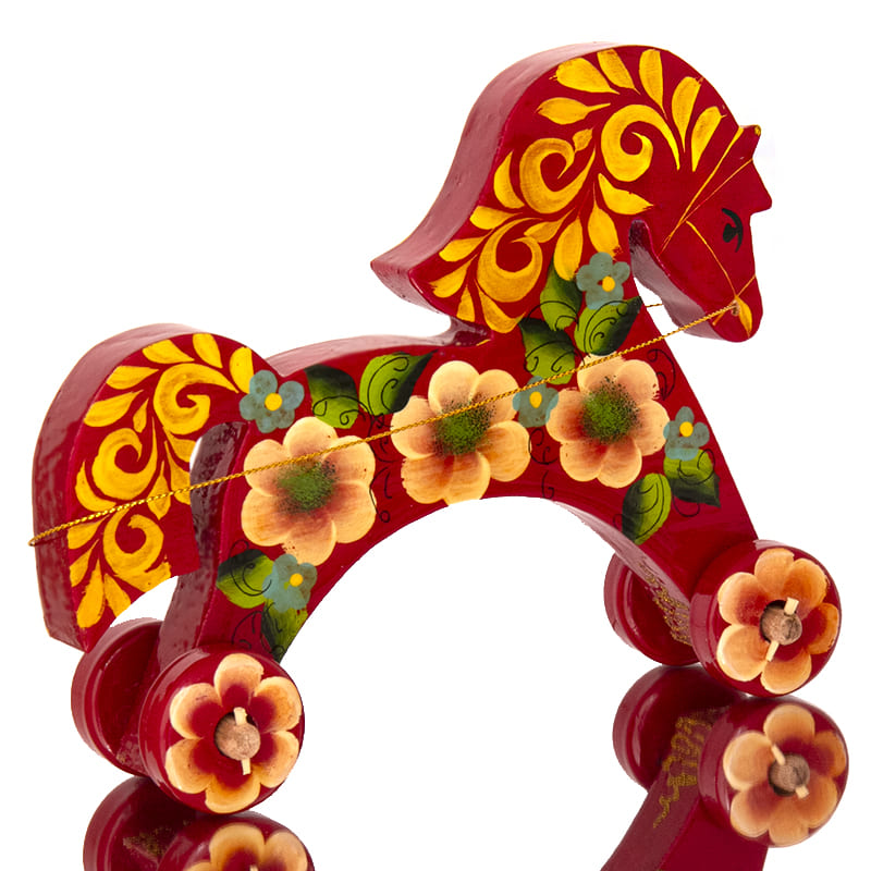 Фото - Лошадка деревянная каталка Ромашки 18 х 15 см