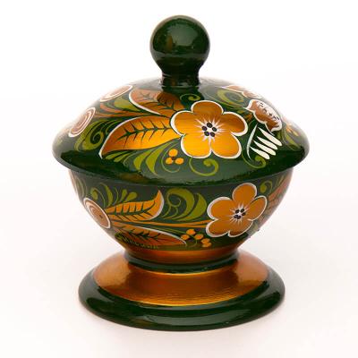 Фото - Солонка хохломская с крышкой Былинка 9 х 8 см