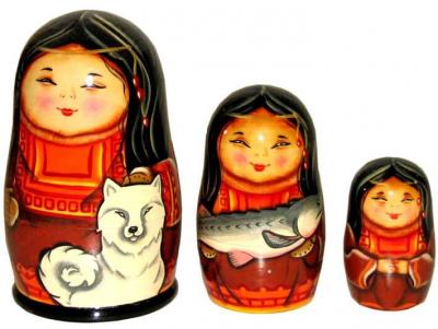 Фото - Набор авторских матрешек Нанайцы 3 места 13 см