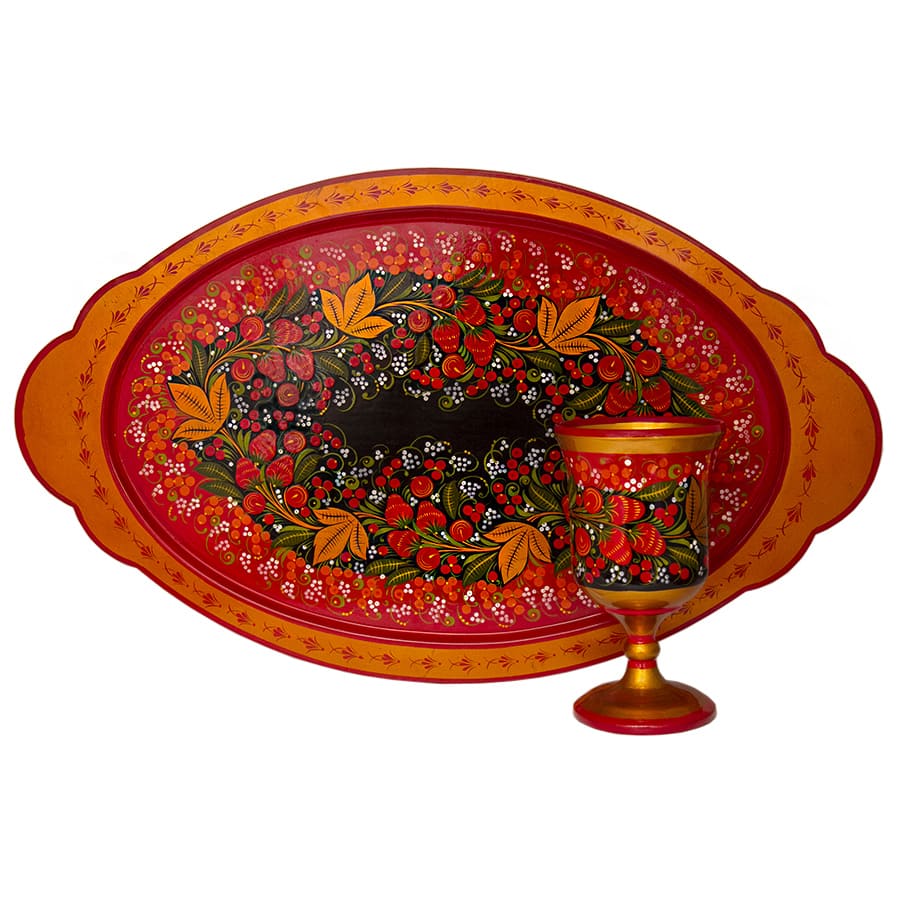 Фото - Набор для шампанского Хохлома "Красное лето" 8 предметов