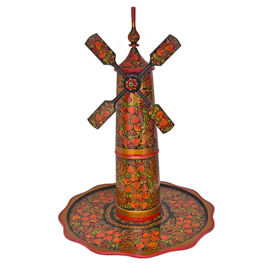 Фото - Набор авторский для вина Хохлома "Мельница" 8 предметов