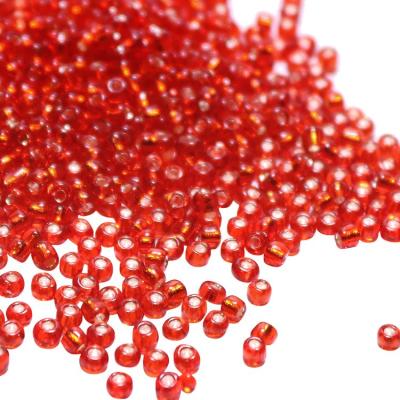 Фото - Бисер красный с посеребренным отверстием №35В