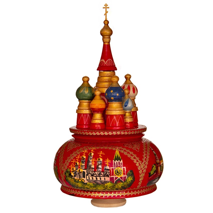 Фото - Сувенирный музыкальный собор Москва красный фон 25 см