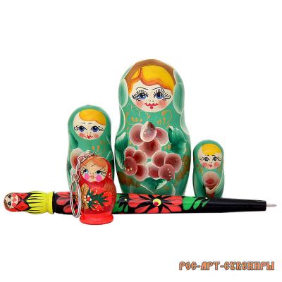 Фото - Сувенирный набор Матрешка 3 предмета - ручка и брелок
