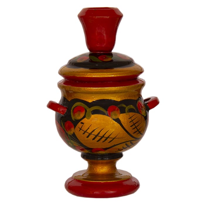 Фото - Деревянный самовар маленький "Малыш" Хохлома 10 х 7 см