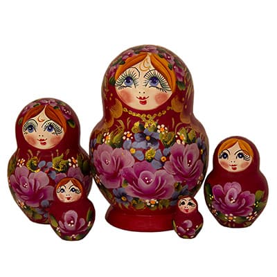 Деревянная матрешка Сиреневые цветы