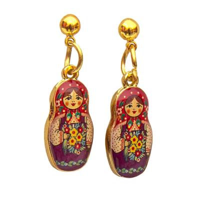 Серьги гвоздики Матрешки