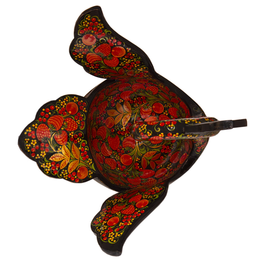 Фото - Хохломская конфетница точеная Лебедь Ладья 29 х 23 см