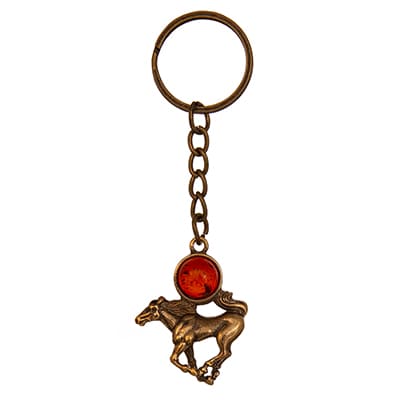 Фото - Брелок оберег с натуральным янтарем Лошадка 3 х 2,5 см