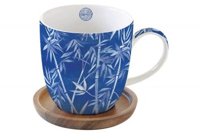 Кружка с крышкой и подставкой Бамбук 350 мл