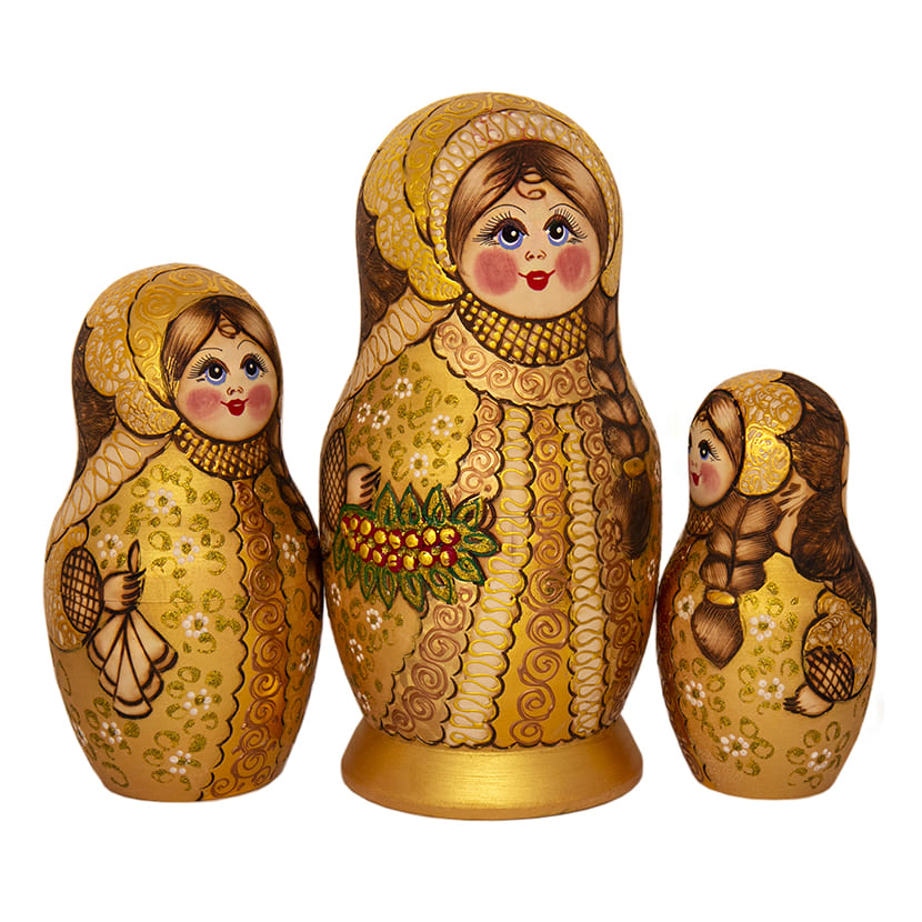 Фото - Авторская деревянная матрешка жженка Злата 7 мест 26 см