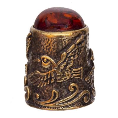 Фото - Наперсток сувенирный с янтарем Птички 3 см