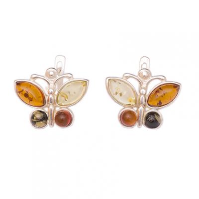 Серьги с янтарем Бабочки