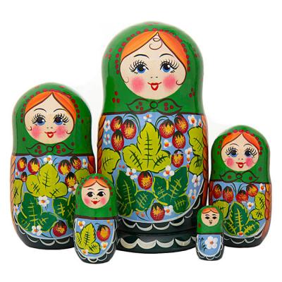 Фото - Матрешка сувенирная Землянички 17 см 5 штук