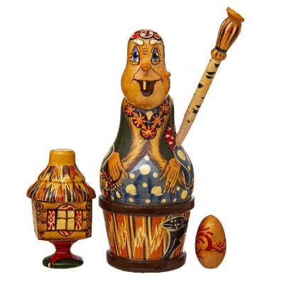 Фото - Баба яга в ступе из дерева, резьба 13,5 см