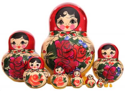 Фото - Матрёшка 10 мест красный платочек 15,5 см Фото - Матрёшка 10 мест красный платочек 15,5 см