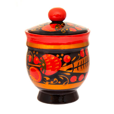 Фото - Солонка с крышкой Хохлома 8 см