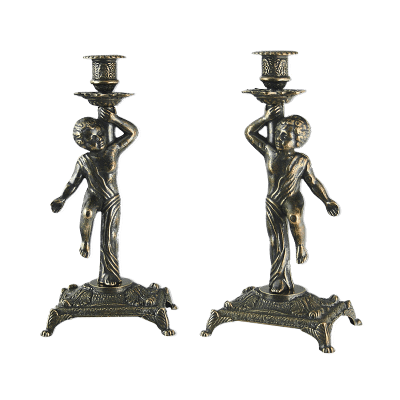 Фото - Пара подсвечников Купидоны антик 28 х 13 см