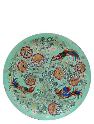Фото - Тарелка панно хохломской узор Бирюзовый рассвет 44 х 2 см Фото - Тарелка панно хохломской узор Бирюзовый рассвет 44 х 2 см
