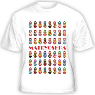 Фото - Футболка белая Много матрешек разные размеры