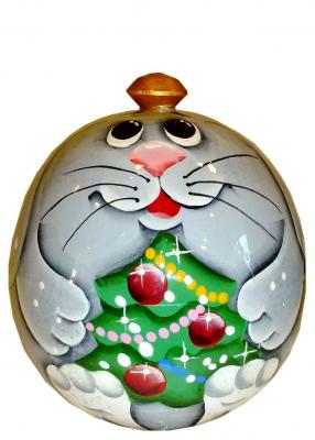 Фото - Шар новогодний Заинька с ёлкой 7 см
