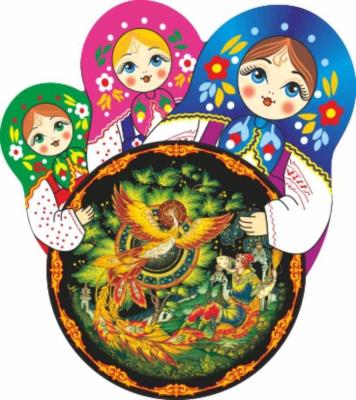 Фото - Магнит сувенирный в русском стиле Матрешка Жар-птица 6,5 х 7 см