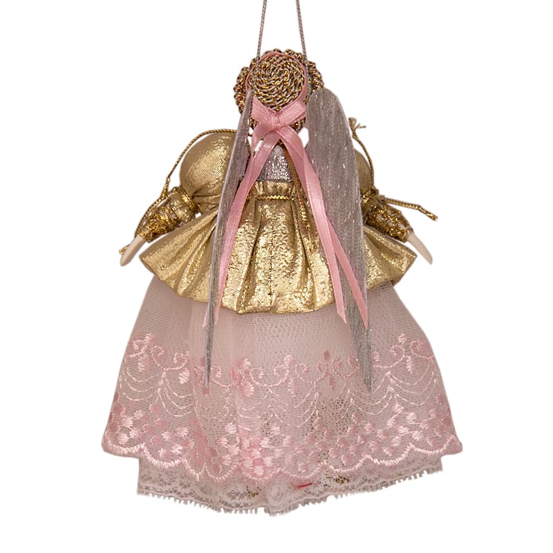 Фото - Елочная игрушка фарфор Розовый ангел 14 см