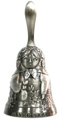 Фото - Сувенирный колокольчик рельефный Матрешка 7,5 см Фото - Сувенирный колокольчик рельефный Матрешка 7,5 см