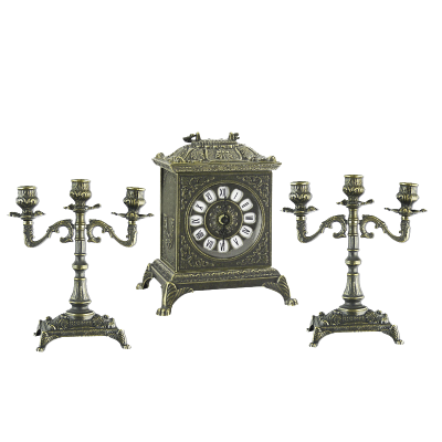 Фото - Каминный набор Ларец антик часы и канделябры