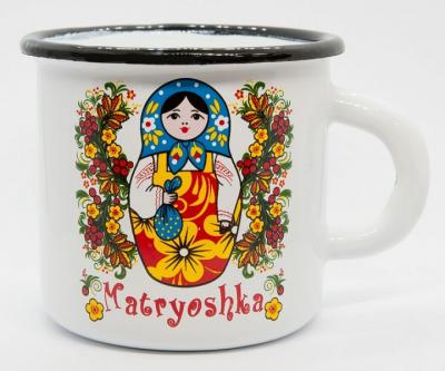 Фото - Эмалированная кружка с ручкой Матрешка 200 мл