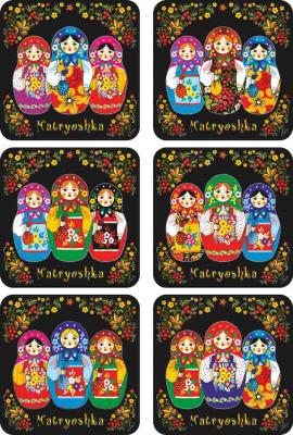 Фото - Плакетки подставки под горячее Три матрешки 9,5 х 9,5 см
