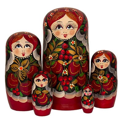 Деревянная матрешка Хохломской мотив